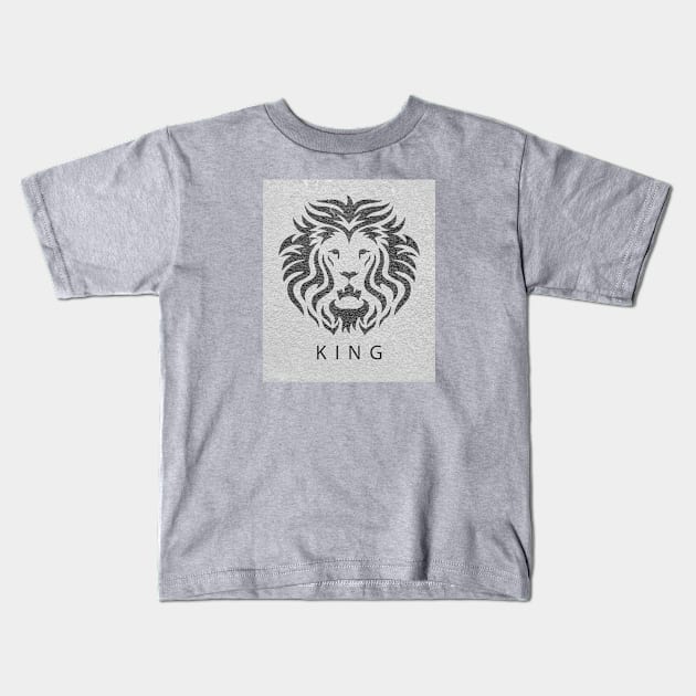 'KING' Lion Head - Grey Kids T-Shirt by sleepingdogprod